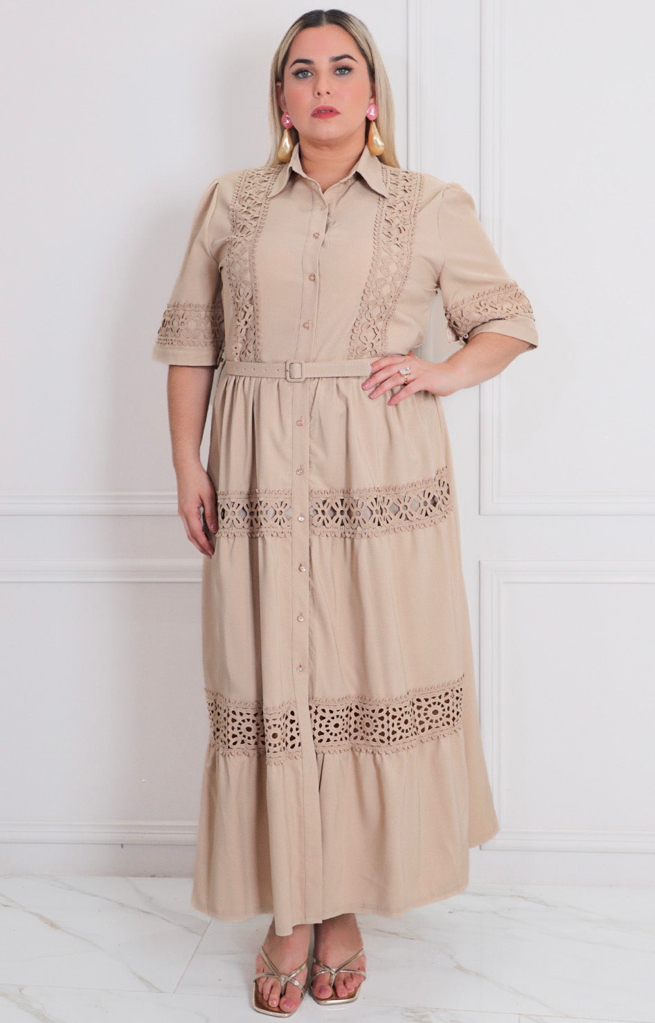 Vestido largo con guipiur - VESTIDO LARGO CURVY Boutiquemirel 