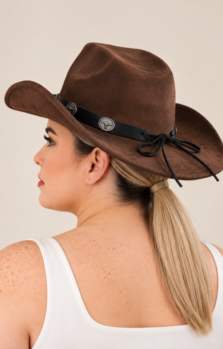 Sombrero vaquero café Boutiquemirel de estilo clásico y ala amplia