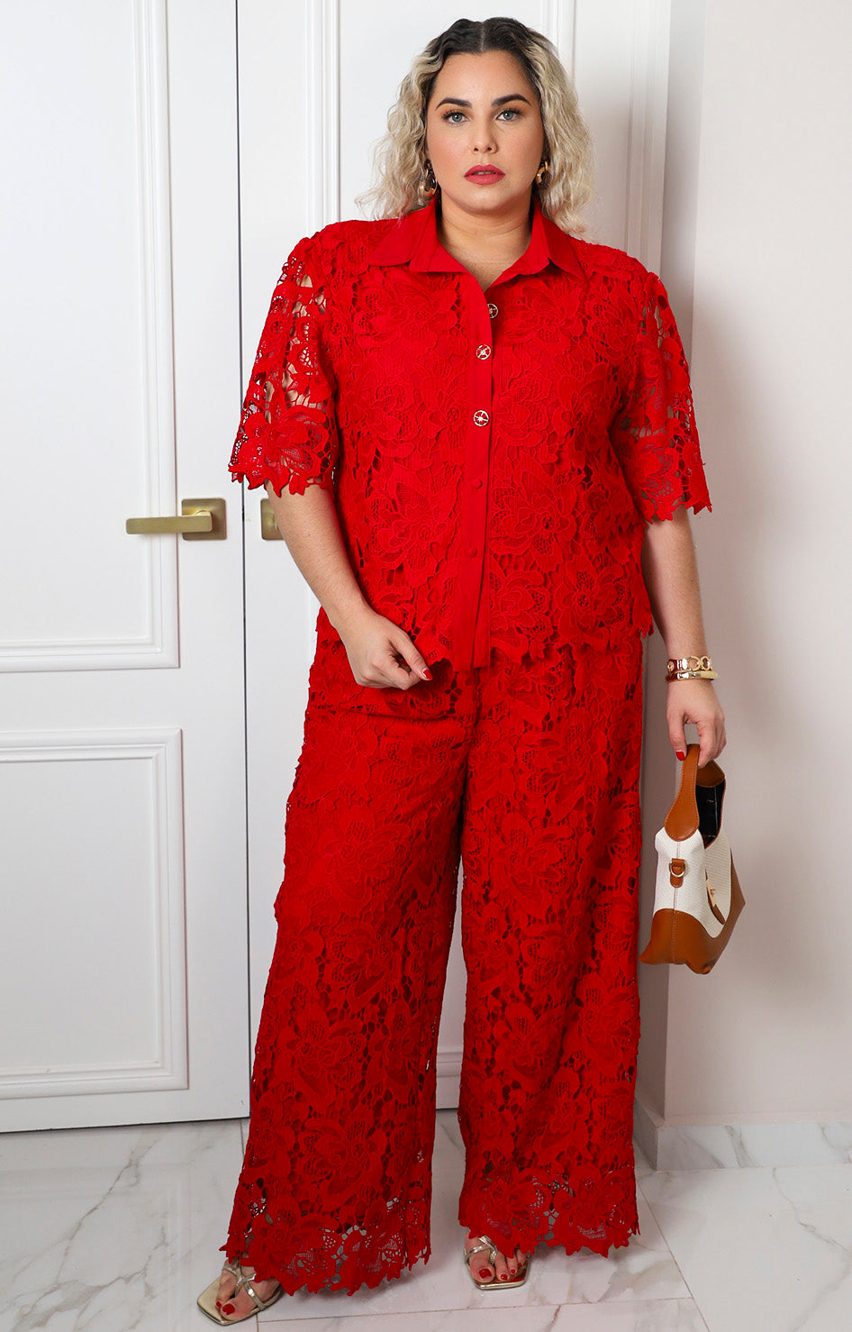 Conjunto camisero de guipur