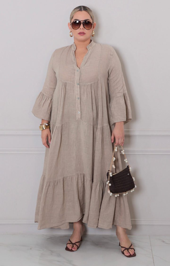Vestido beige largo - VESTIDO CORTO CURVY Boutiquemirel 