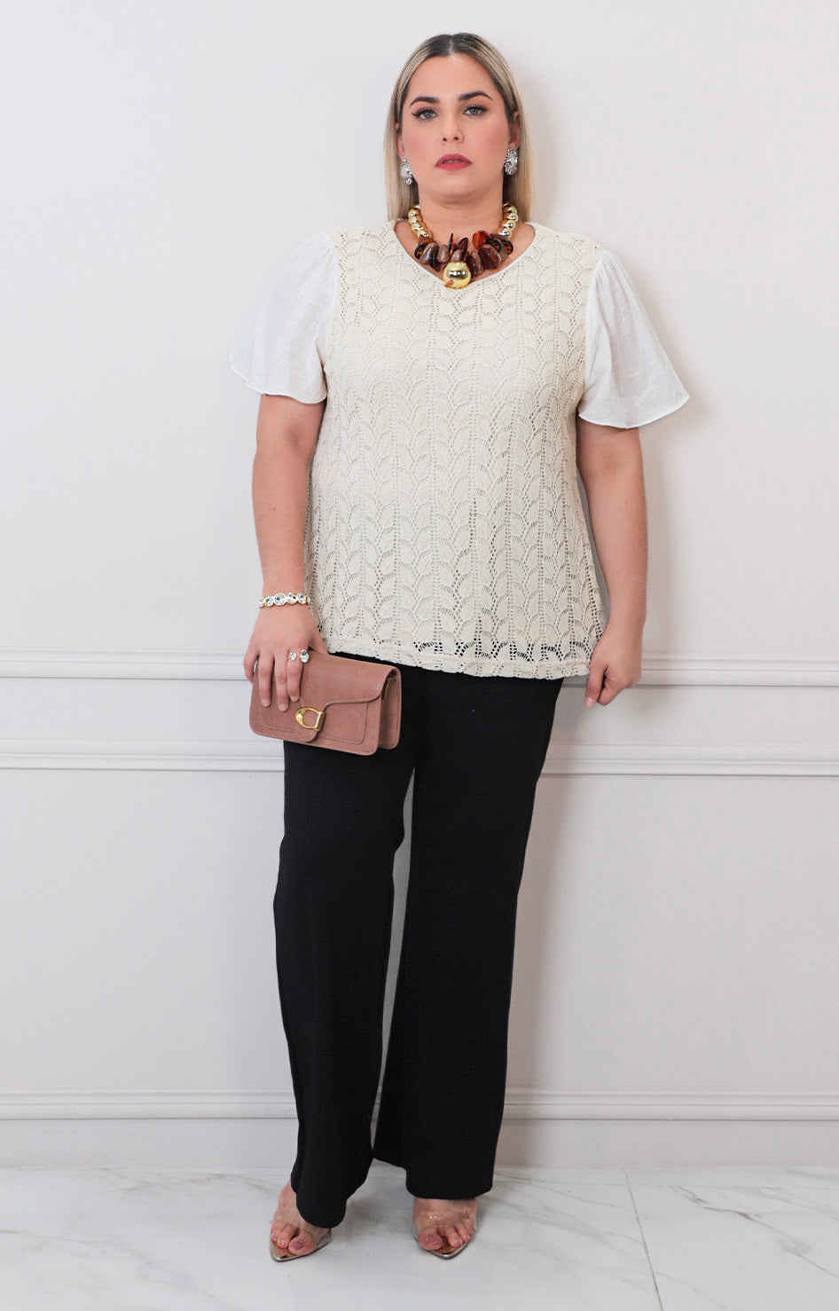 Blusa beige de punto - BLUSAS CURVY Boutiquemirel 