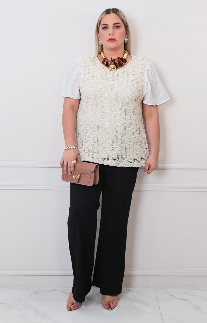 Blusa beige de punto - BLUSAS CURVY Boutiquemirel 