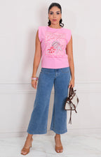 Blusa rosa estampada