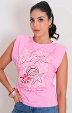 Blusa rosa estampada