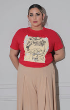 Blusa roja con estampado 3D