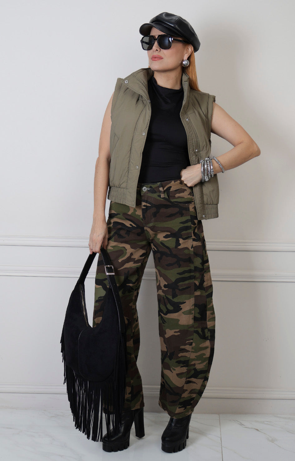 Chaleco verde acolchado Boutiquemirel con cuello alto y diseño regular