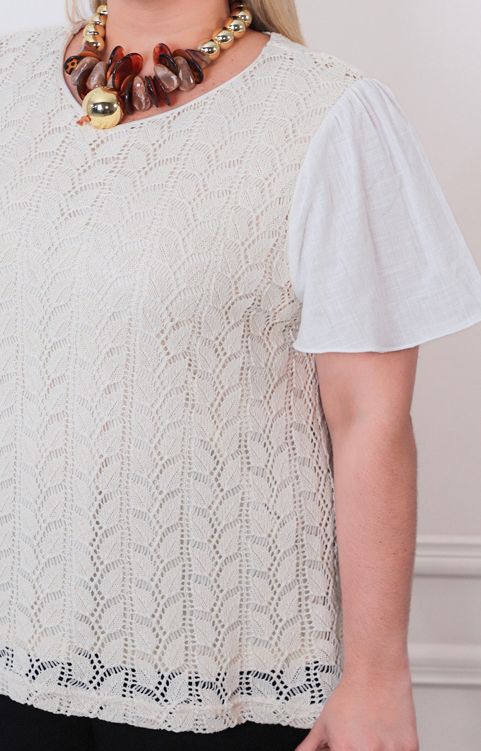 Blusa beige de punto - BLUSAS CURVY Boutiquemirel 