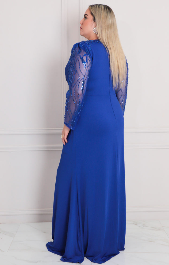 Vestido azul rey de gala