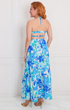 Vestido azul estampado - VESTIDO LARGO REGULAR Boutiquemirel 