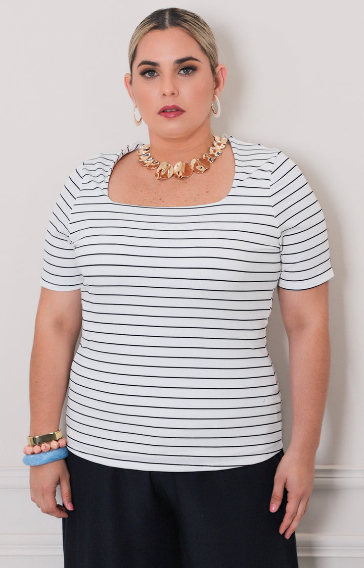 Blusa de rayas - BLUSAS CURVY Boutiquemirel 