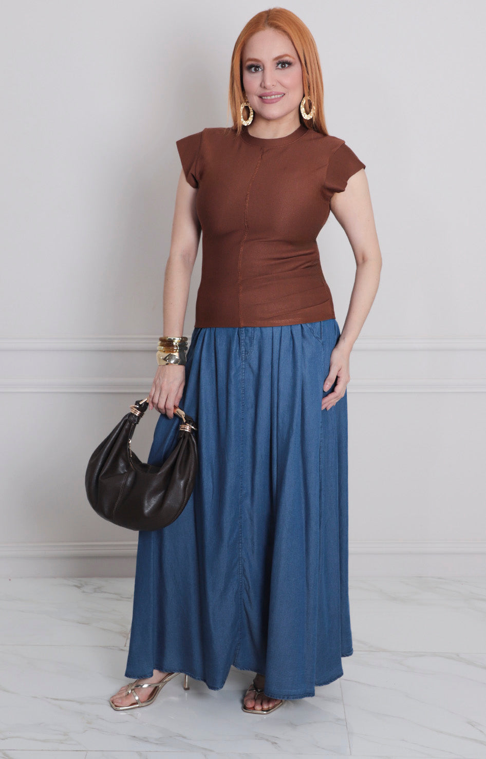 Blusa cafè con plisado lateral - BLUSA Boutiquemirel 