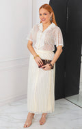 Conjunto beige plisado