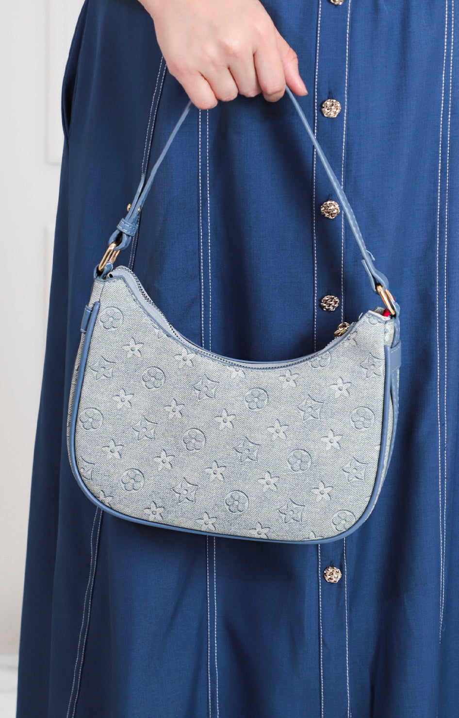 Bolsa denim casual con estampado