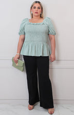Blusa menta peplum - BLUSAS CURVY Boutiquemirel 