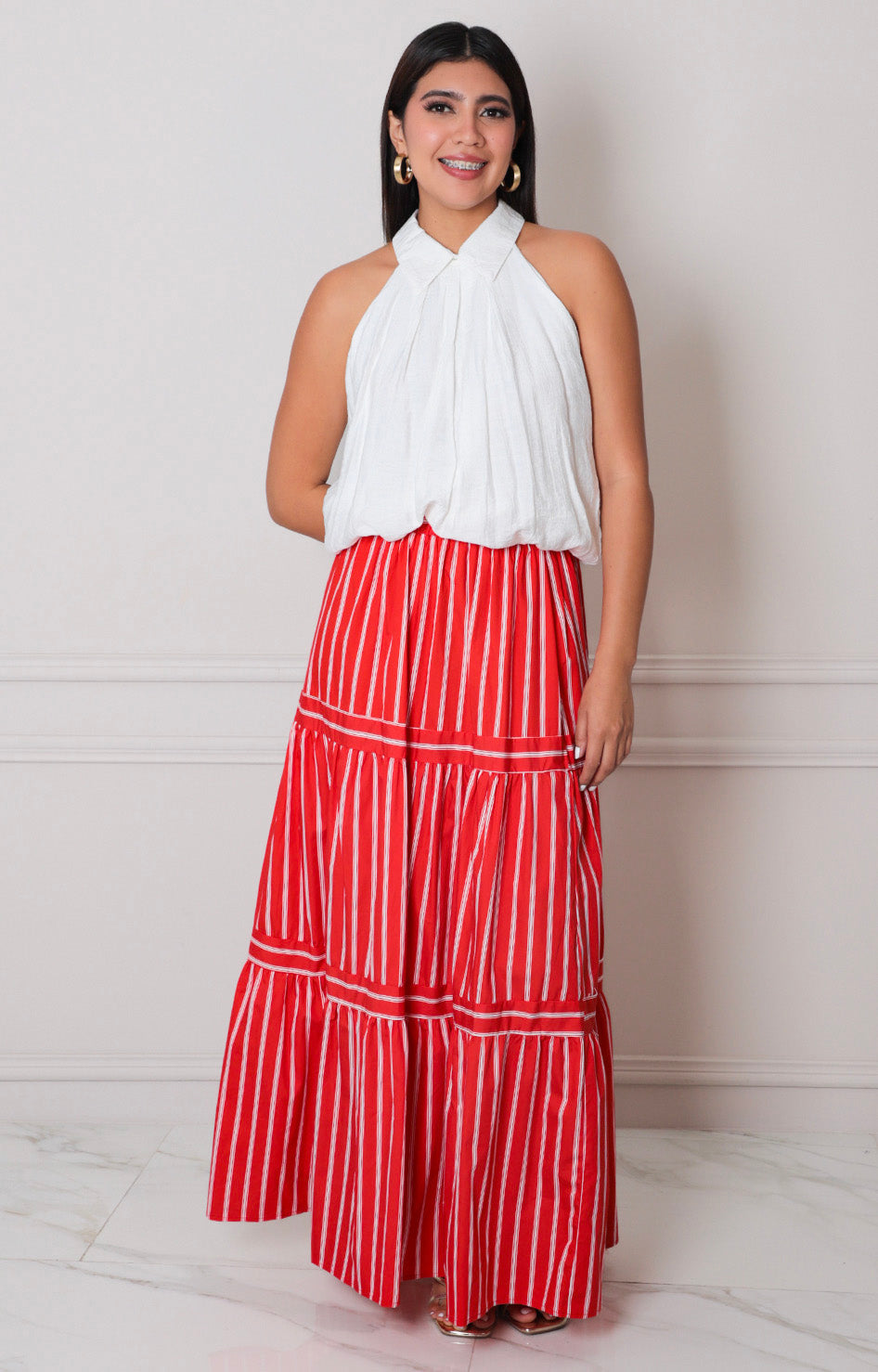 Falda roja de rayas - FALDA REGULAR Boutiquemirel 