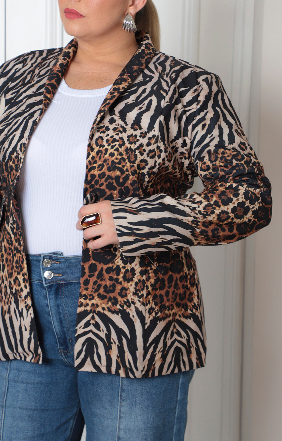 Blazer estampado animal print