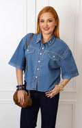 Blusa denim con aplicaciones