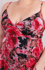 Vestido negro estampado de flores