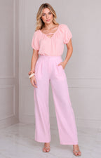 Blusa con manga globo y nudo frontal - BLUSAS REGULAR Boutiquemirel 