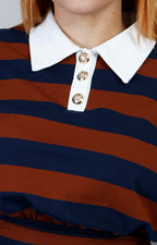 Blusa polo a rayas con cuello blanco Boutiquemirel, estilo regular