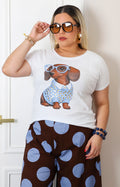 Blusa blanca con estampado de perro