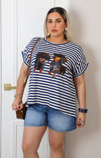 Blusa a rayas con estampado