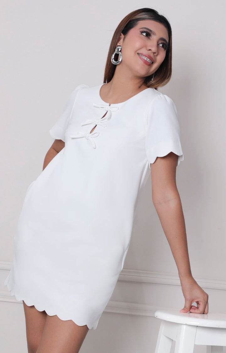 Vestido blanco con moños - VESTIDO Boutiquemirel 