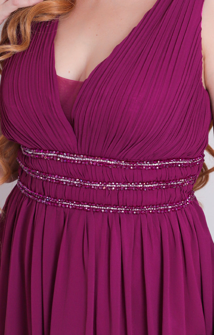 Vestido magenta con brillos - VESTIDO LARGO REGULAR Boutiquemirel 