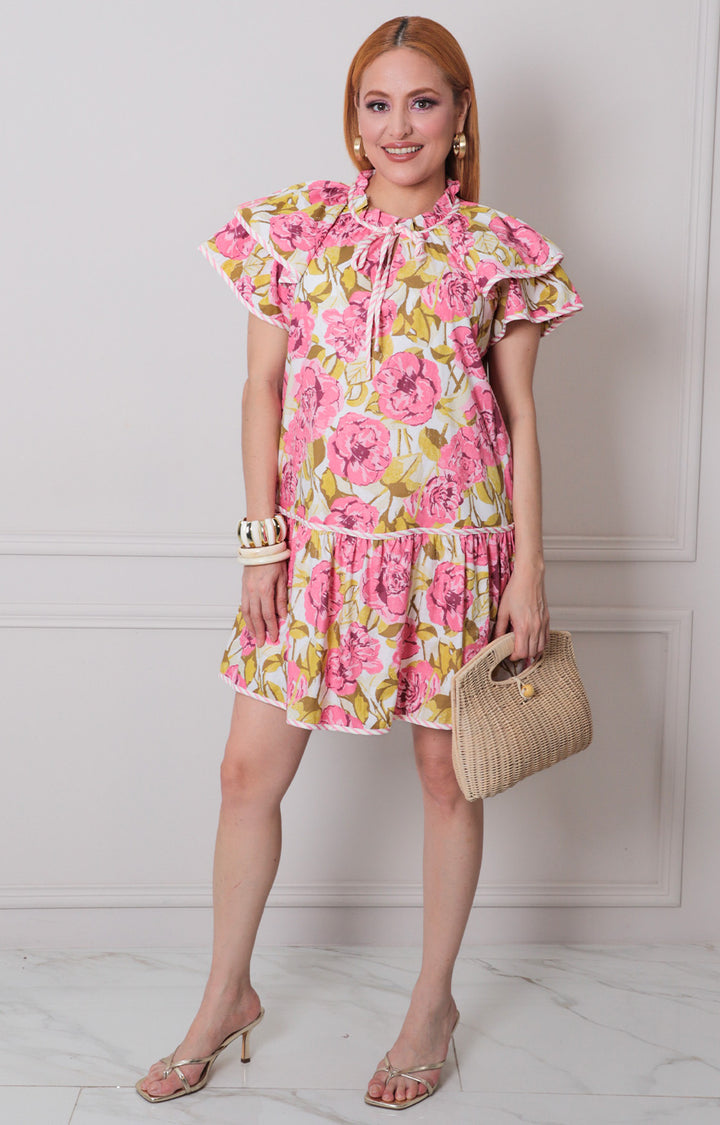 Vestido rosa estampado - VESTIDO CORTO REGULAR Boutiquemirel 