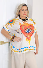 Blusa estampada de botones