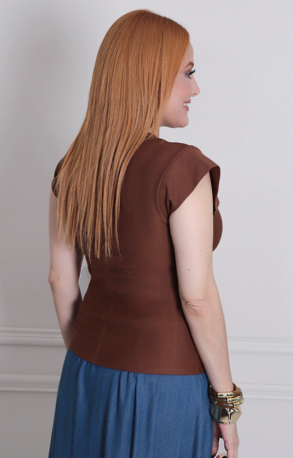 Blusa cafè con plisado lateral - BLUSA Boutiquemirel 
