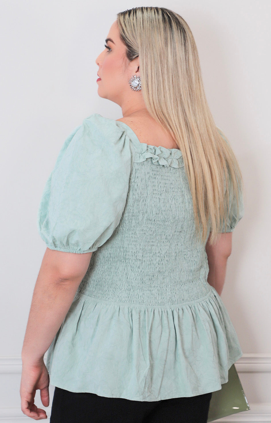 Blusa menta peplum - BLUSAS CURVY Boutiquemirel 