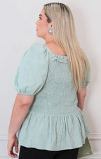 Blusa menta peplum - BLUSAS CURVY Boutiquemirel 