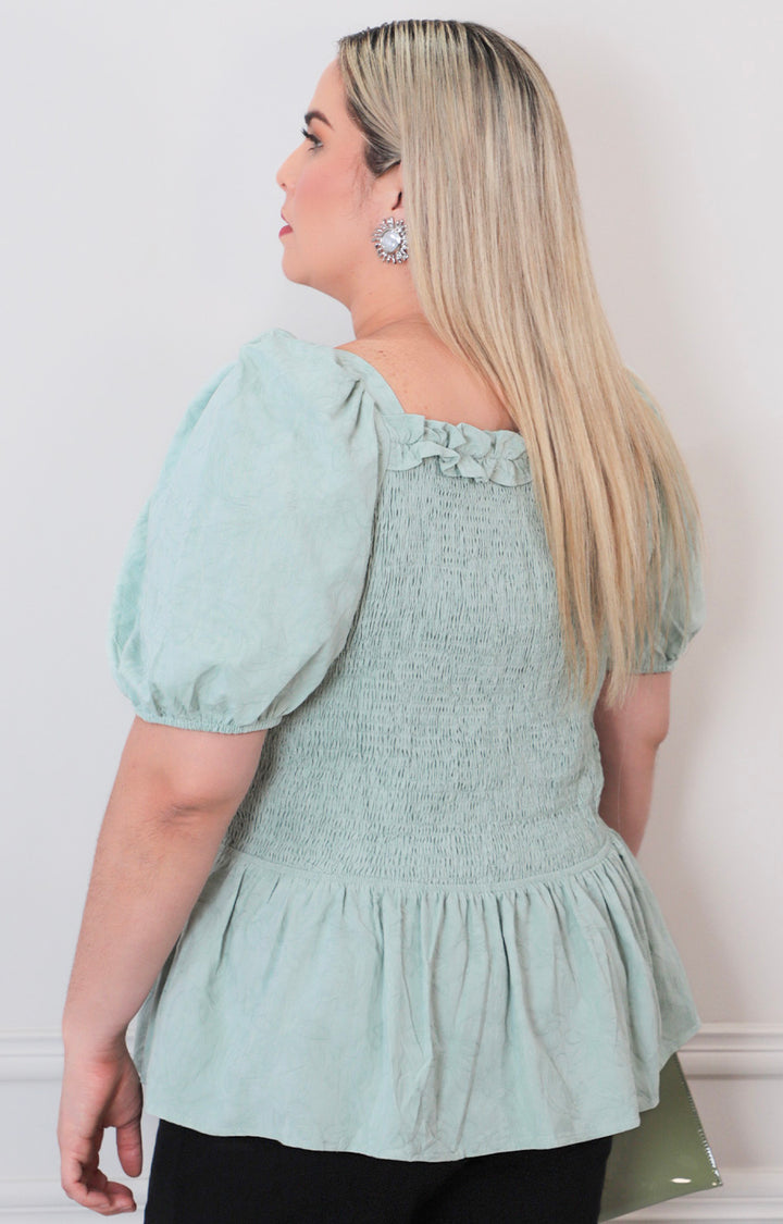 Blusa menta peplum - BLUSAS CURVY Boutiquemirel 