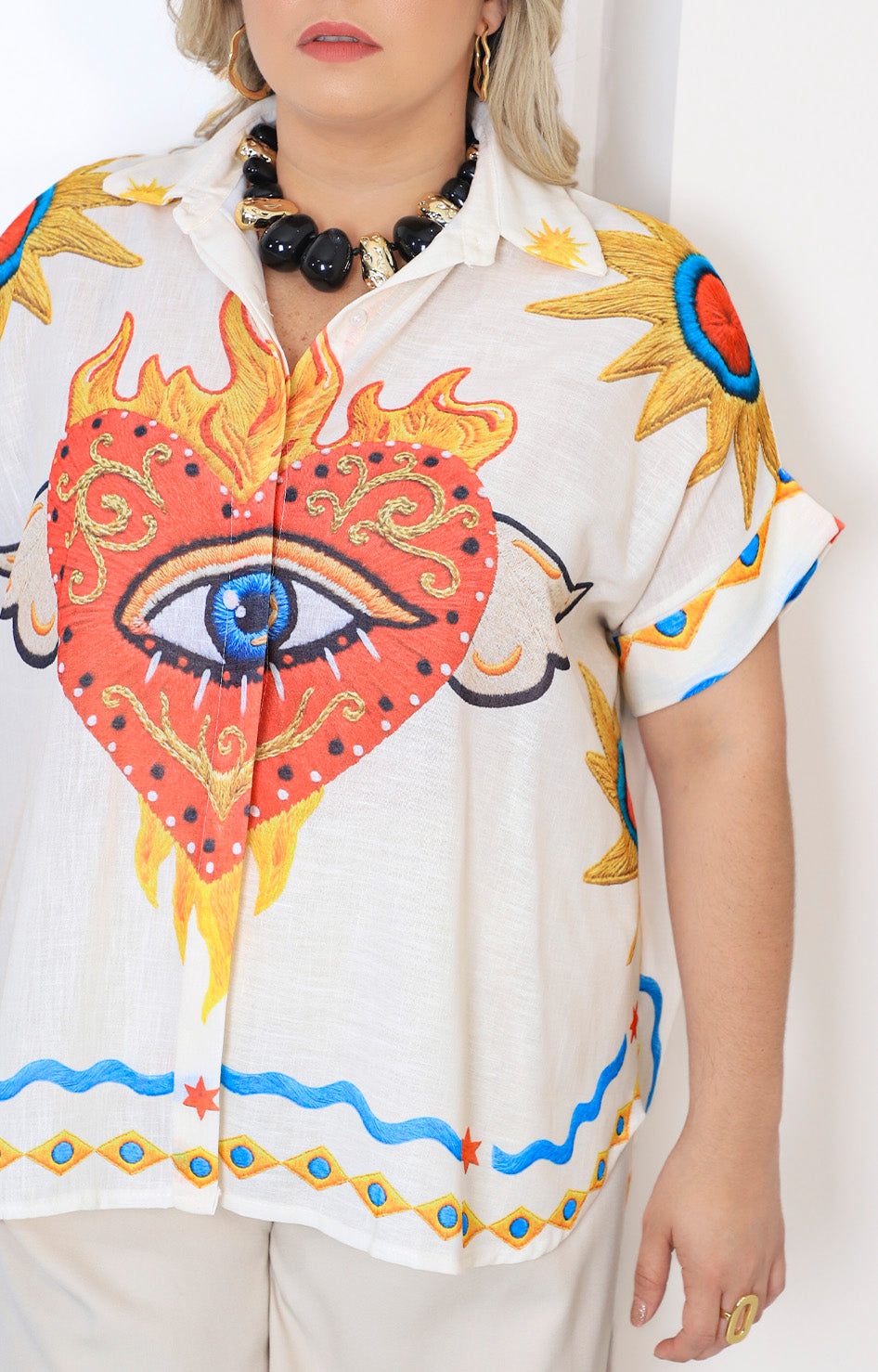 Blusa estampada de botones