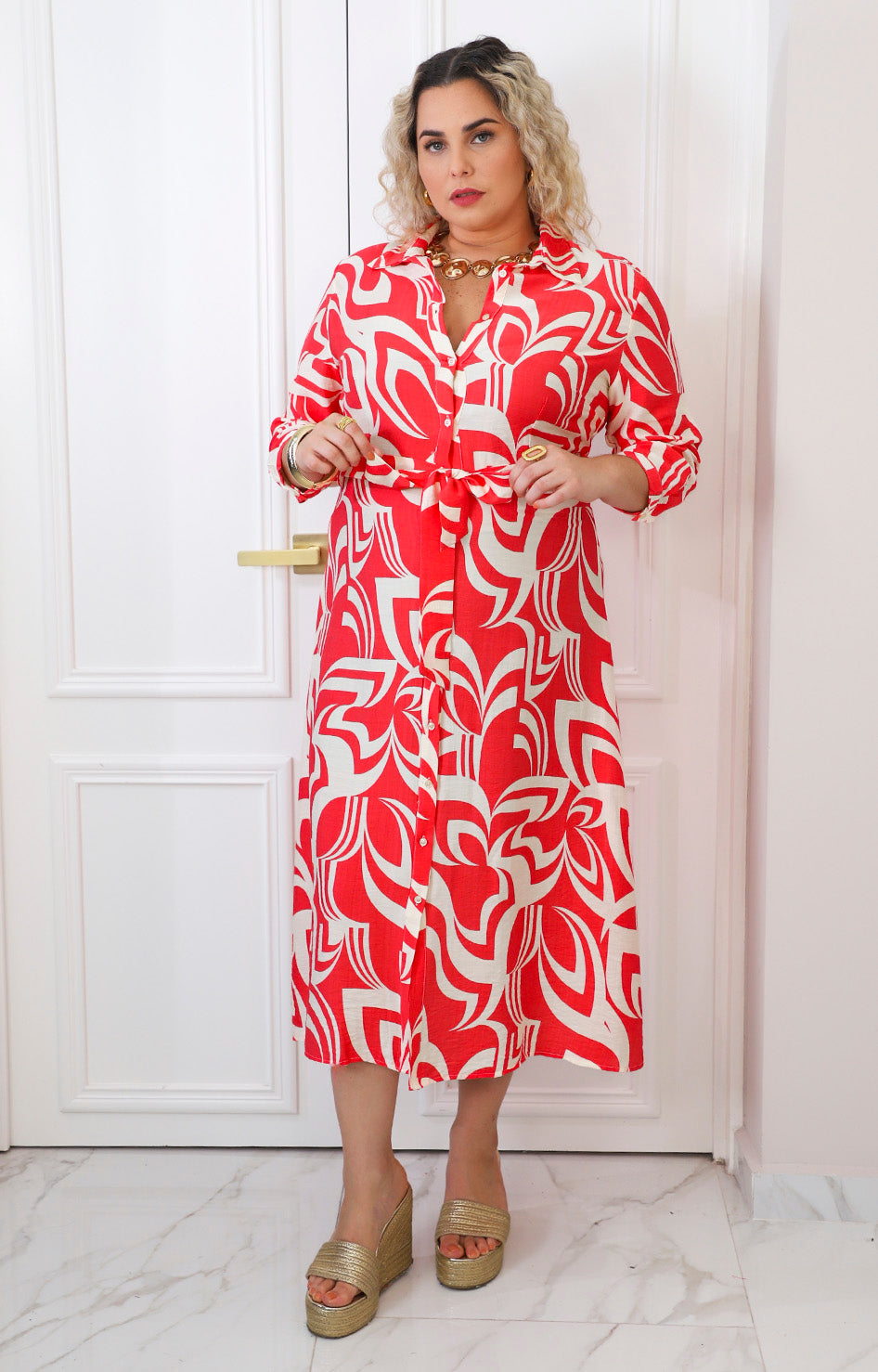 Vestido estampado con lazo