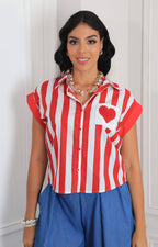 Blusa roja de rayas