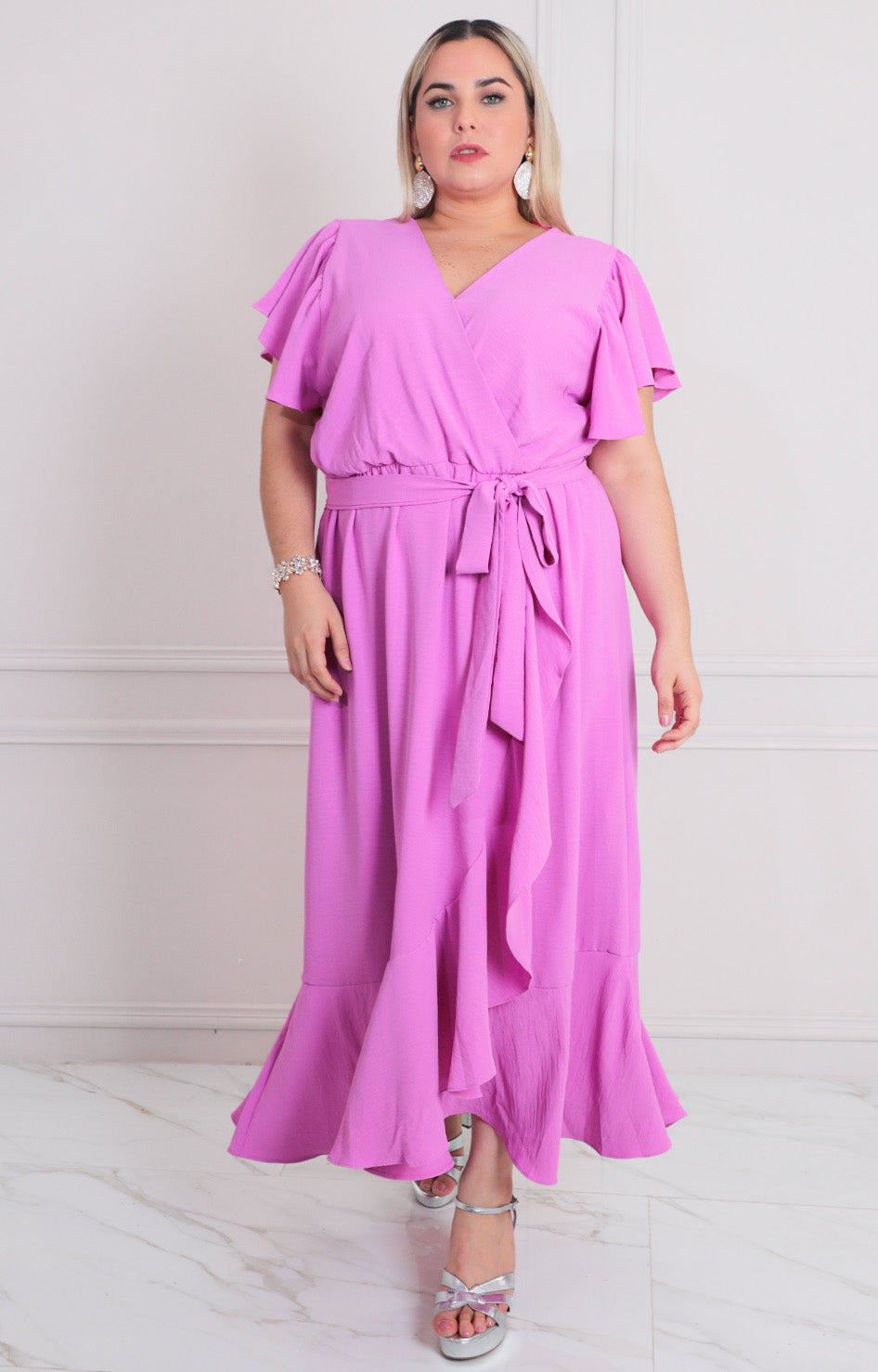 Vestido magenta con lazo - VESTIDO LARGO CURVY Boutiquemirel 