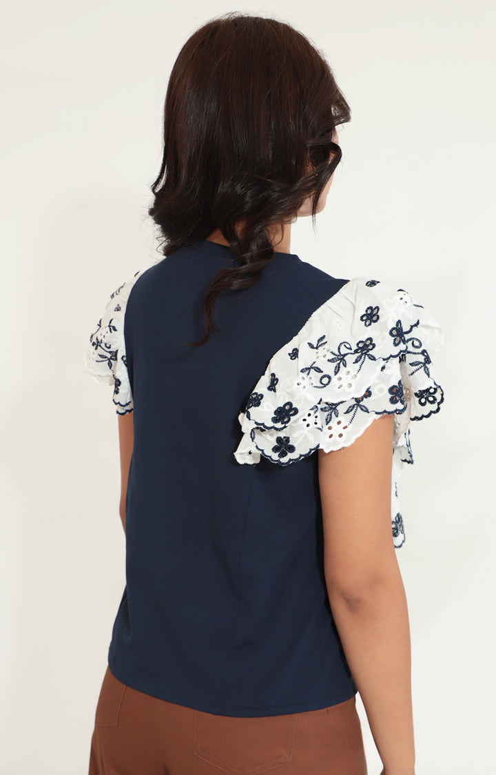 Blusa azul con volante - BLUSA Boutiquemirel 