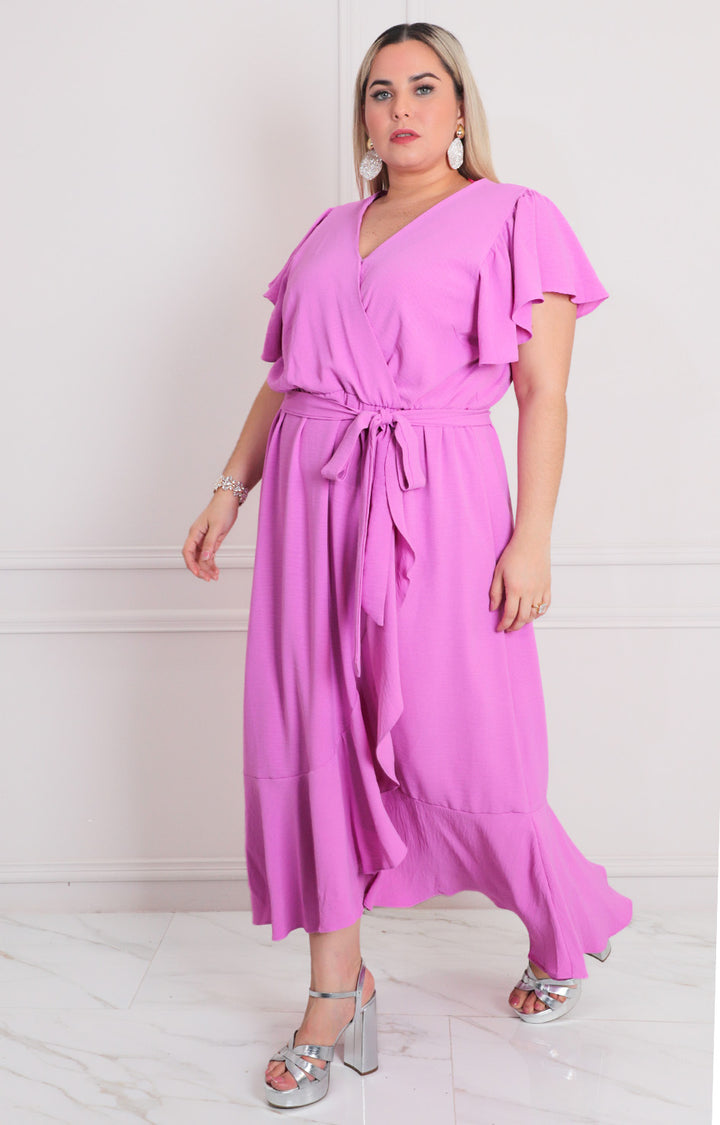 Vestido magenta con lazo - VESTIDO LARGO CURVY Boutiquemirel 