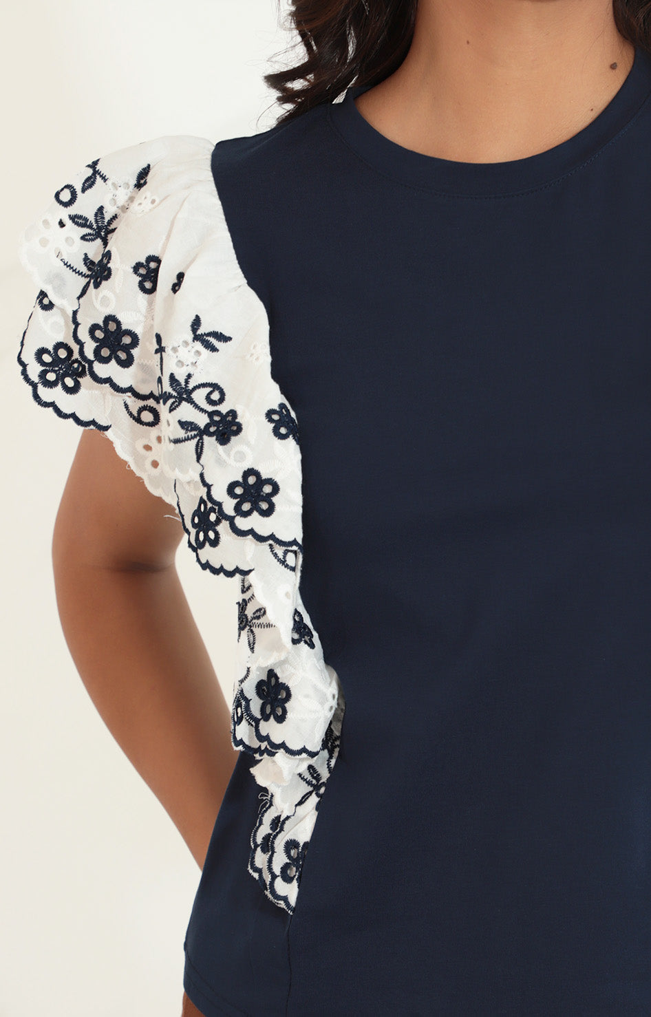 Blusa azul con volante - BLUSA Boutiquemirel 