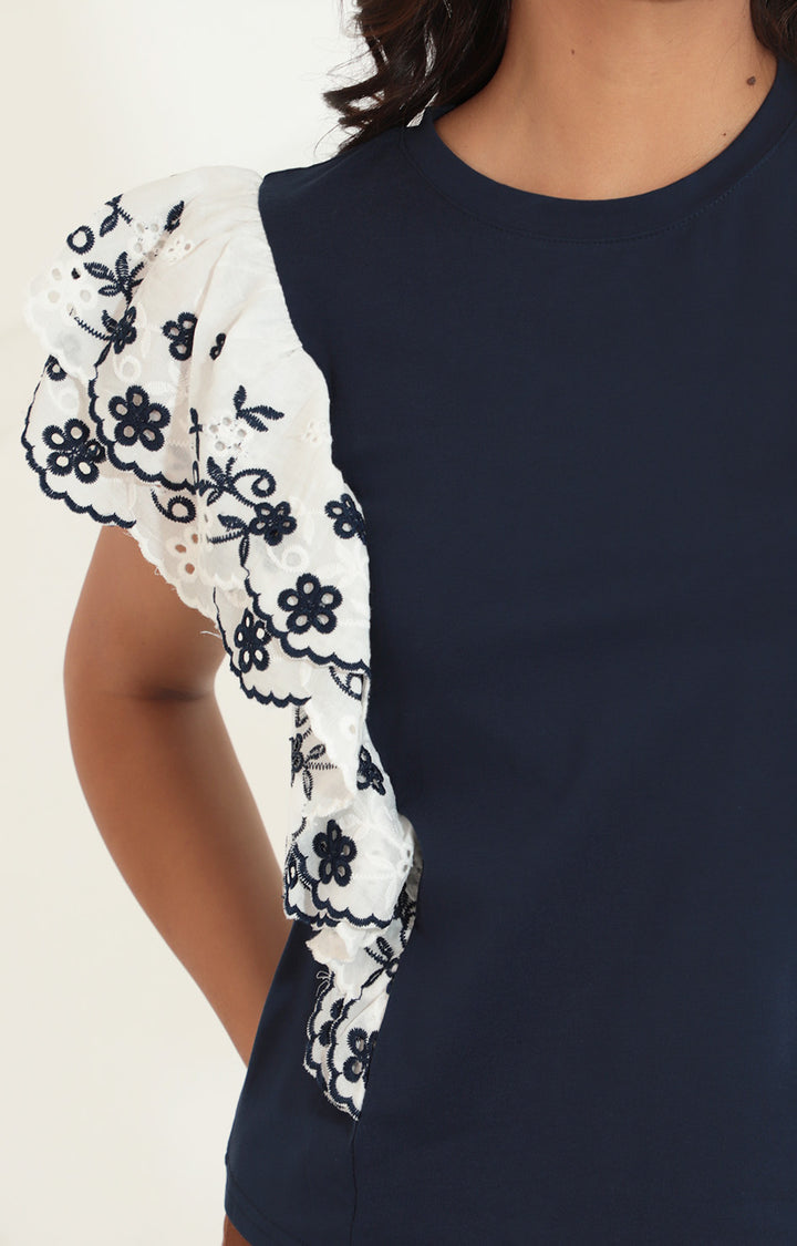 Blusa azul con volante - BLUSA Boutiquemirel 