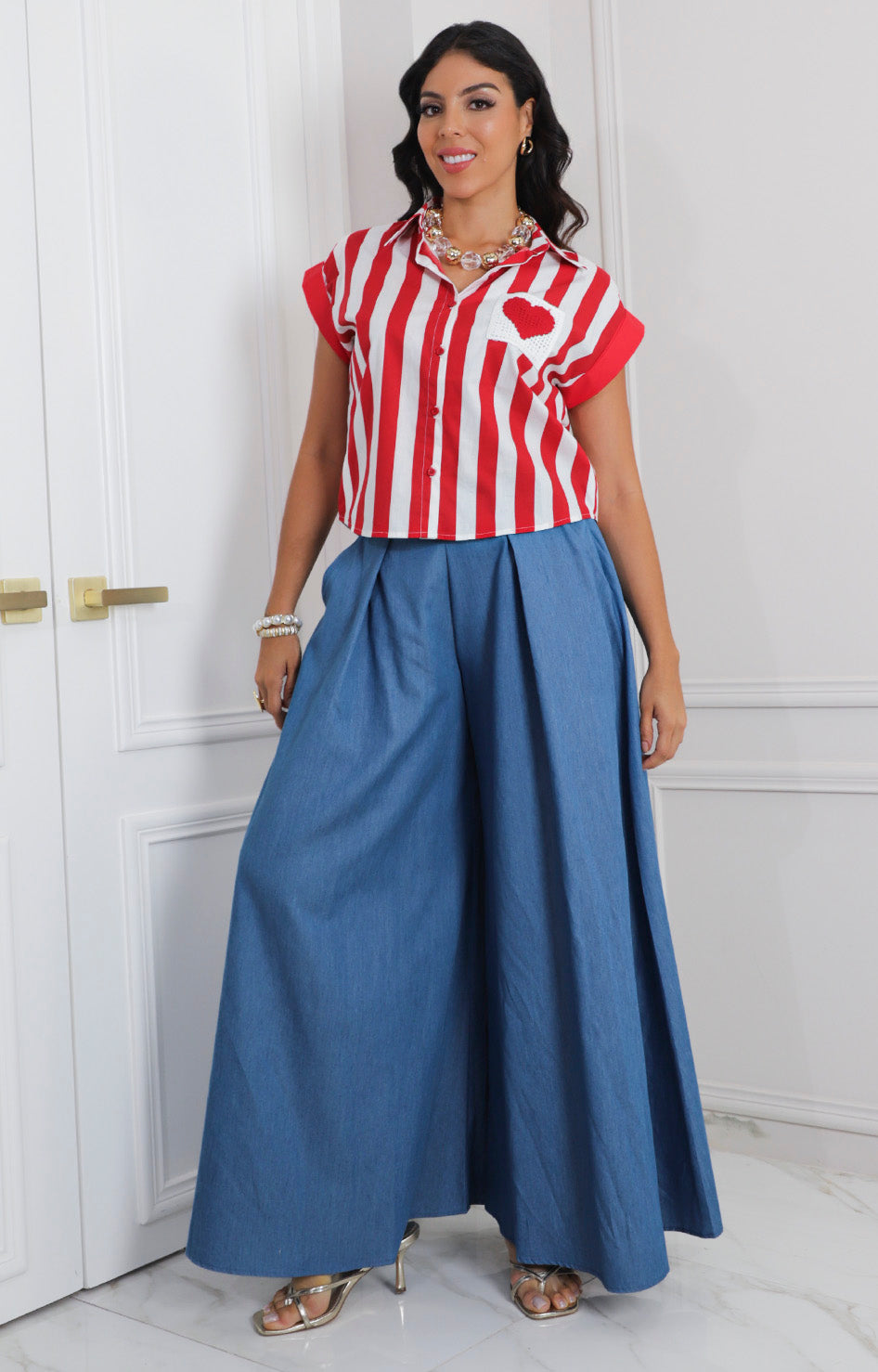 Blusa roja de rayas