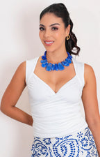 Blusa blanca con fruncido