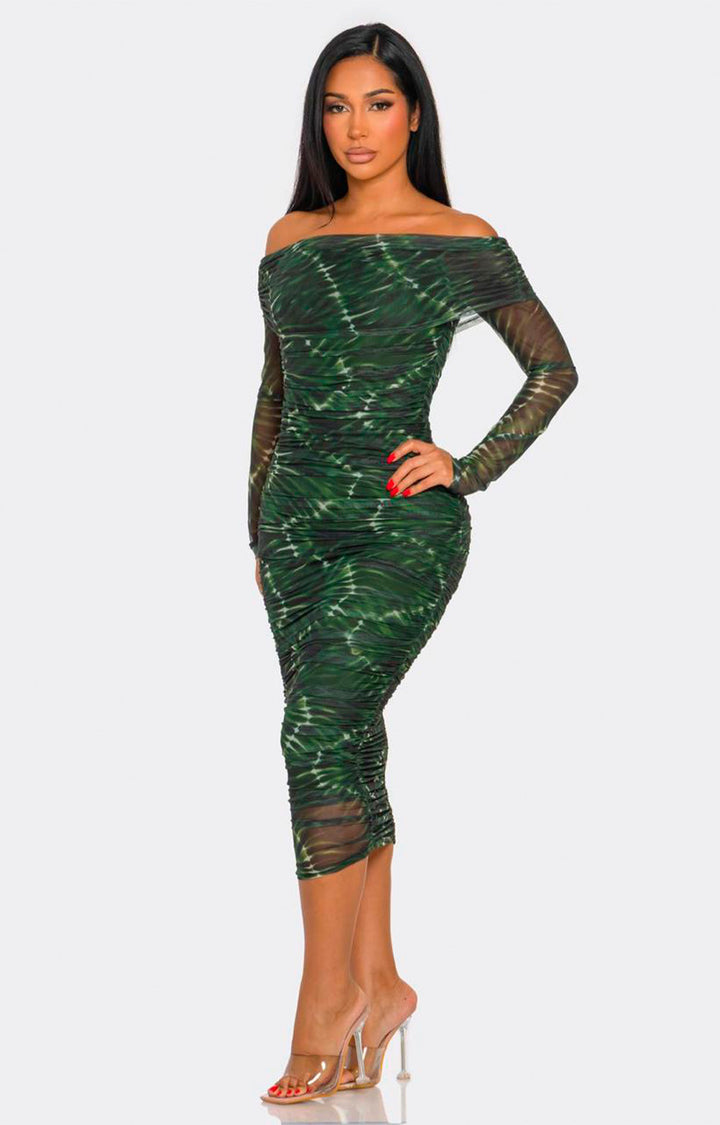 vestido verde straple con brillo