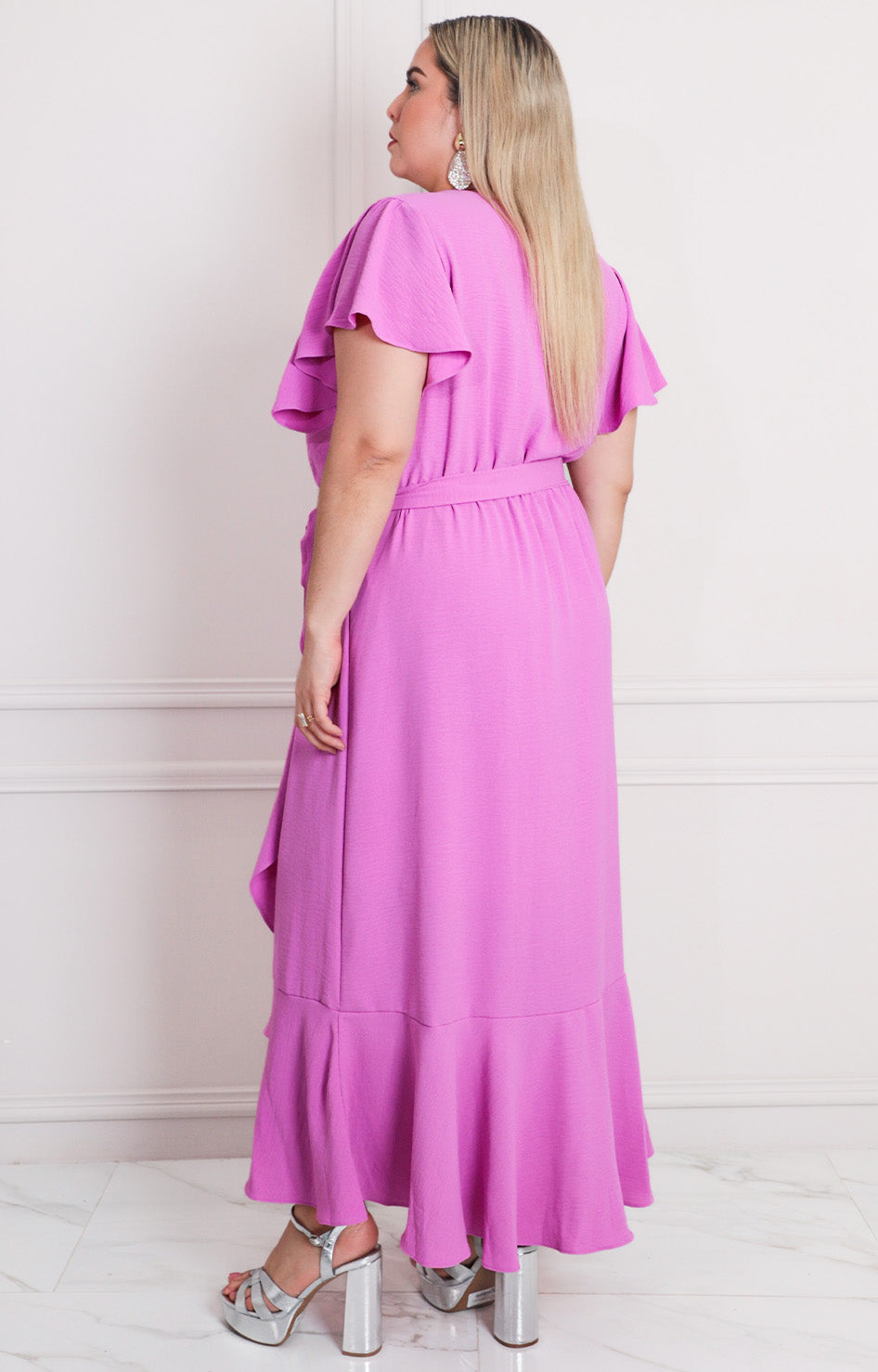 Vestido magenta con lazo - VESTIDO LARGO CURVY Boutiquemirel 