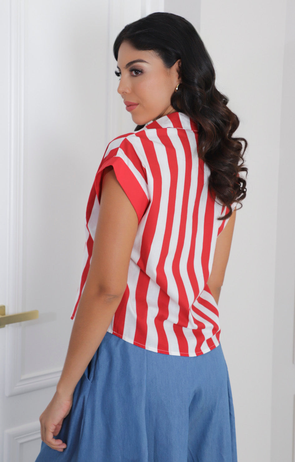 Blusa roja de rayas
