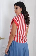 Blusa roja de rayas