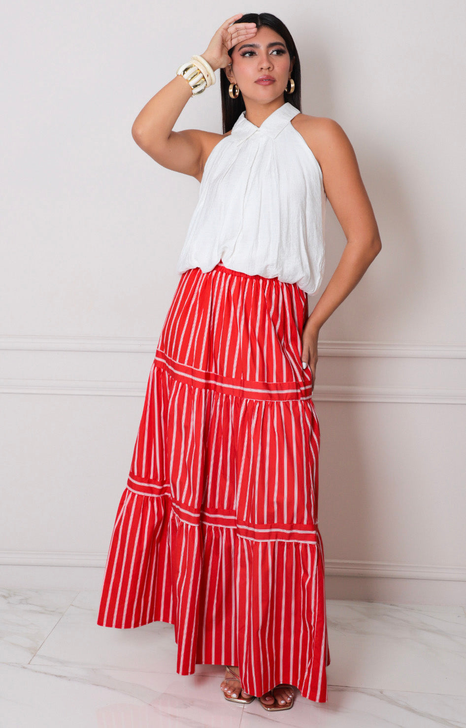 Falda roja de rayas - FALDA REGULAR Boutiquemirel 