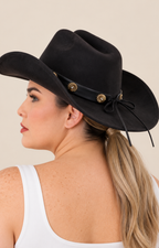 Sombrero vaquero negro Boutiquemirel de ala ancha y diseño clásico